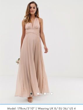 ASOS DESIGN Bridesmaid Ruched Bodice Drape Maxi Dress with Wrap Waist